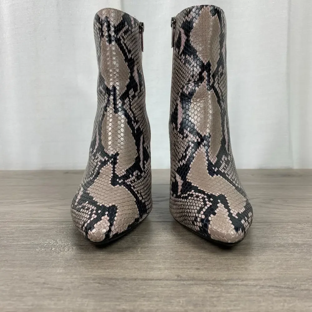 Aquatalia Mauve Black Snakeskin Embossed Leather Palomina Ankle Boots Sz.10 NWOB